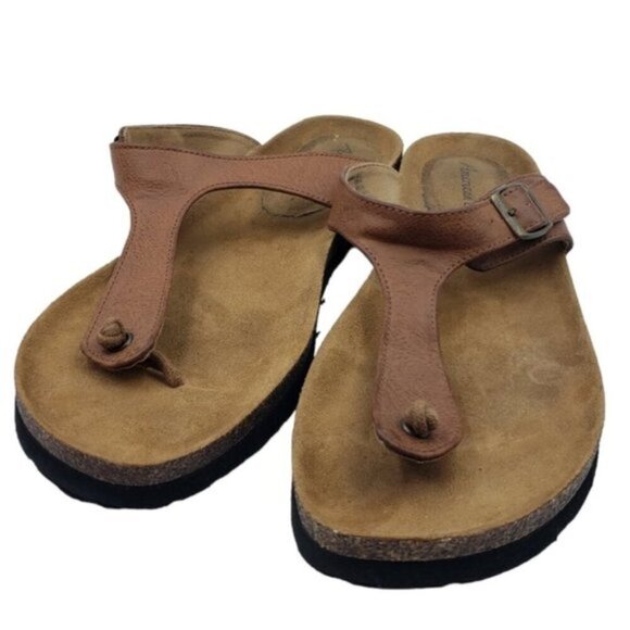 American Eagle Faux Leather Slip On Sandals Size 11 Brown - Picture 14 of 14